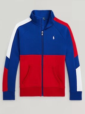 Polo by Ralph Lauren Boys' Color Block Red white & blue Double-Knit Track Jacket